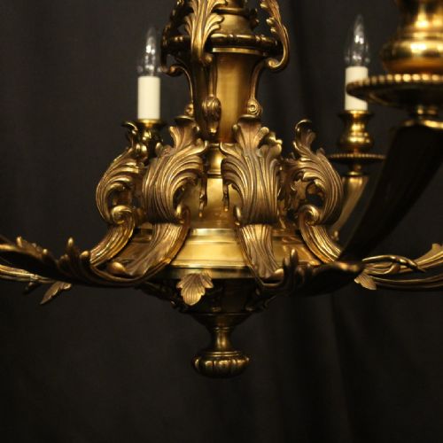 FRENCH GILDED BRONZE 8 LIGHT ANTIQUE CHANDELIER - ADDITIONAL PHOTO 6