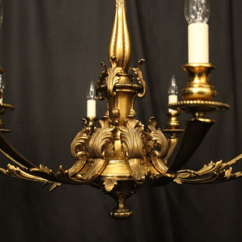 FRENCH GILDED BRONZE 8 LIGHT ANTIQUE CHANDELIER - ADDITIONAL PHOTO 7