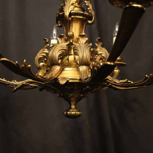 FRENCH GILDED BRONZE 8 LIGHT ANTIQUE CHANDELIER - ADDITIONAL PHOTO 8