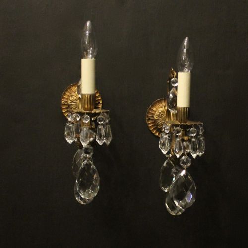french pair of gilded bronze twin arm wall lights - CATEGORY: ANTIQUE LIGHTING - DATED 1920