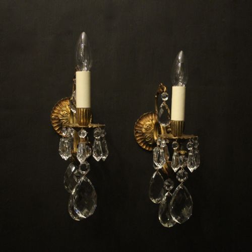 FRENCH PAIR OF GILDED BRONZE TWIN ARM WALL LIGHTS - ADDITIONAL PHOTO 1