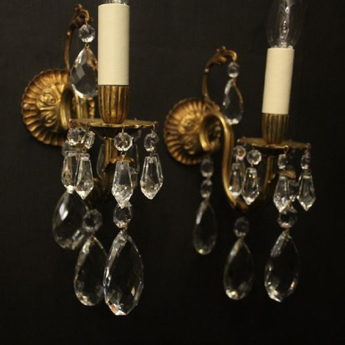 FRENCH PAIR OF GILDED BRONZE TWIN ARM WALL LIGHTS - ADDITIONAL PHOTO 2