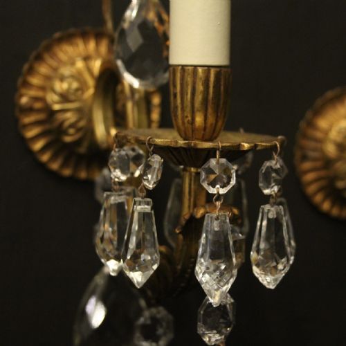 FRENCH PAIR OF GILDED BRONZE TWIN ARM WALL LIGHTS - ADDITIONAL PHOTO 4
