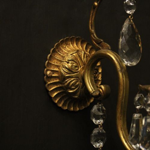 FRENCH PAIR OF GILDED BRONZE TWIN ARM WALL LIGHTS - ADDITIONAL PHOTO 5