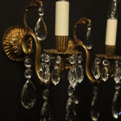 FRENCH PAIR OF GILDED BRONZE TWIN ARM WALL LIGHTS - ADDITIONAL PHOTO 6