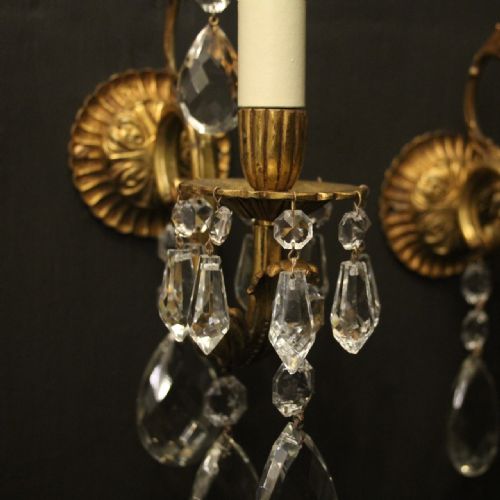 FRENCH PAIR OF GILDED BRONZE TWIN ARM WALL LIGHTS - ADDITIONAL PHOTO 7