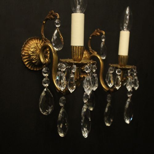 FRENCH PAIR OF GILDED BRONZE TWIN ARM WALL LIGHTS - ADDITIONAL PHOTO 8