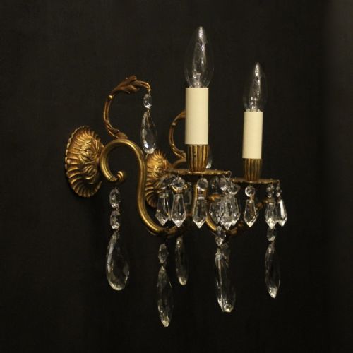 FRENCH PAIR OF GILDED BRONZE TWIN ARM WALL LIGHTS - ADDITIONAL PHOTO 9