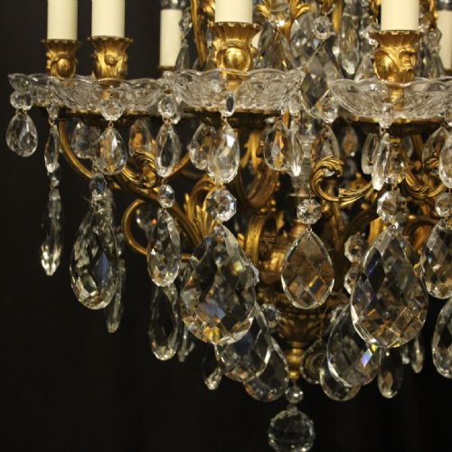 FRENCH GILDED BRONZE CRYSTAL 12 LIGHT ANTIQUE CHANDELIER - ADDITIONAL PHOTO 2