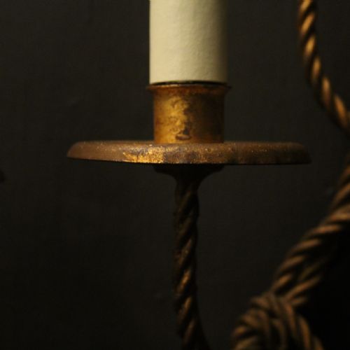 FRENCH PAIR OF ROPE GILDED ANTIQUE WALL LIGHTS - ADDITIONAL PHOTO 7