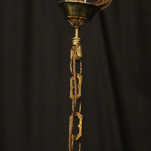 FRENCH GILDED BRONZE 6 LIGHT ANTIQUE CHANDELIER - ADDITIONAL PHOTO 9