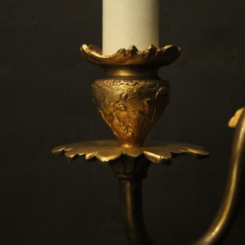 FRENCH PAIR OF GILDED BRONZE TWIN ARM ANTIQUE WALL LIGHTS - ADDITIONAL PHOTO 5