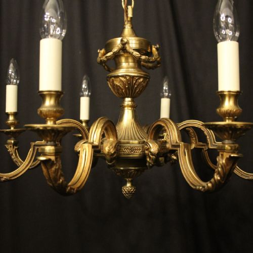 FRENCH GILDED BRONZE 8 LIGHT ANTIQUE CHANDELIER - ADDITIONAL PHOTO 1