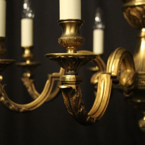 FRENCH GILDED BRONZE 8 LIGHT ANTIQUE CHANDELIER - ADDITIONAL PHOTO 2