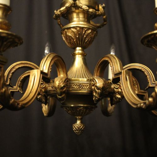 FRENCH GILDED BRONZE 8 LIGHT ANTIQUE CHANDELIER - ADDITIONAL PHOTO 3