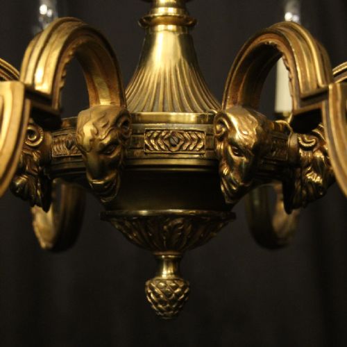 FRENCH GILDED BRONZE 8 LIGHT ANTIQUE CHANDELIER - ADDITIONAL PHOTO 4