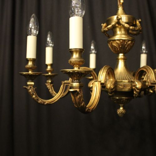 FRENCH GILDED BRONZE 8 LIGHT ANTIQUE CHANDELIER - ADDITIONAL PHOTO 7