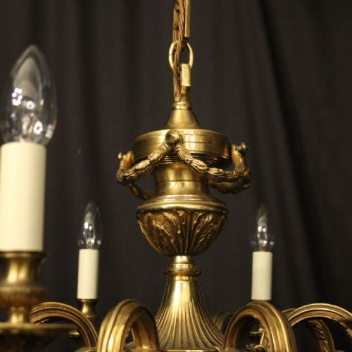 FRENCH GILDED BRONZE 8 LIGHT ANTIQUE CHANDELIER - ADDITIONAL PHOTO 8