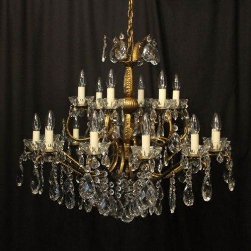 italian 18 light gilded brass antique chandelier - CATEGORY: ANTIQUE LIGHTING - DATED 1920