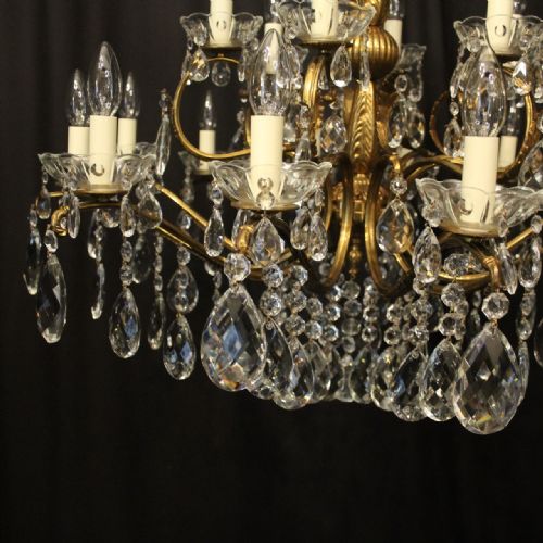 ITALIAN 18 LIGHT GILDED BRASS ANTIQUE CHANDELIER - ADDITIONAL PHOTO 1