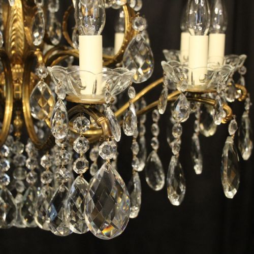 ITALIAN 18 LIGHT GILDED BRASS ANTIQUE CHANDELIER - ADDITIONAL PHOTO 3