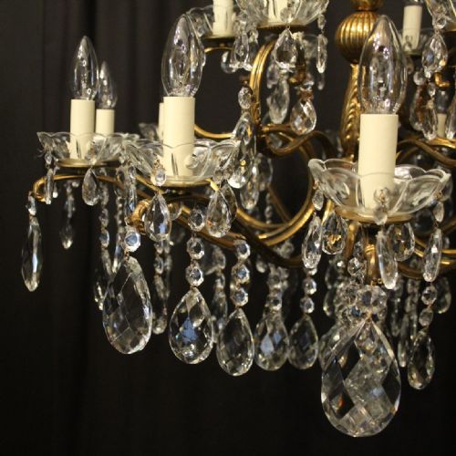 ITALIAN 18 LIGHT GILDED BRASS ANTIQUE CHANDELIER - ADDITIONAL PHOTO 4