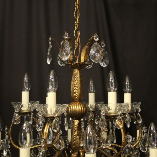 ITALIAN 18 LIGHT GILDED BRASS ANTIQUE CHANDELIER - ADDITIONAL PHOTO 5