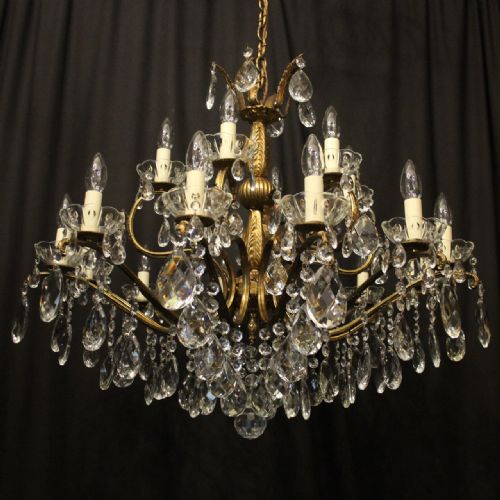 ITALIAN 18 LIGHT GILDED BRASS ANTIQUE CHANDELIER - ADDITIONAL PHOTO 6