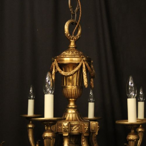FRENCH GILDED BRONZE 8 LIGHT ANTIQUE CHANDELIER - ADDITIONAL PHOTO 1