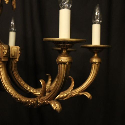 FRENCH GILDED BRONZE 8 LIGHT ANTIQUE CHANDELIER - ADDITIONAL PHOTO 3