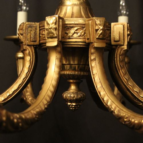 FRENCH GILDED BRONZE 8 LIGHT ANTIQUE CHANDELIER - ADDITIONAL PHOTO 5