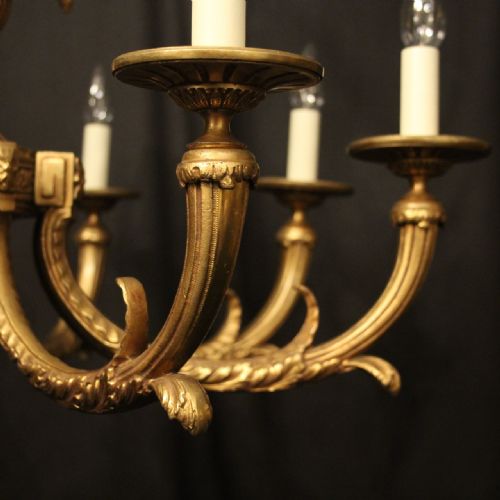 FRENCH GILDED BRONZE 8 LIGHT ANTIQUE CHANDELIER - ADDITIONAL PHOTO 6