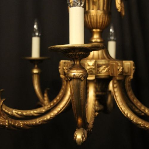 FRENCH GILDED BRONZE 8 LIGHT ANTIQUE CHANDELIER - ADDITIONAL PHOTO 7