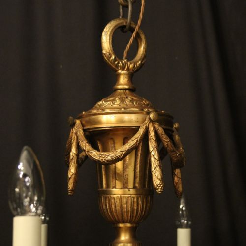 FRENCH GILDED BRONZE 8 LIGHT ANTIQUE CHANDELIER - ADDITIONAL PHOTO 8