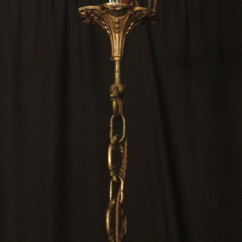 FRENCH GILDED BRONZE 8 LIGHT ANTIQUE CHANDELIER - ADDITIONAL PHOTO 9