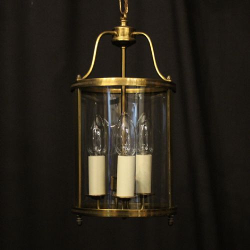 french gilded triple light convex hall lantern - CATEGORY: ANTIQUE LIGHTING - DATED 1930