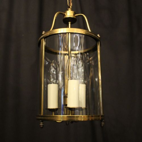 FRENCH GILDED TRIPLE LIGHT CONVEX HALL LANTERN - ADDITIONAL PHOTO 1