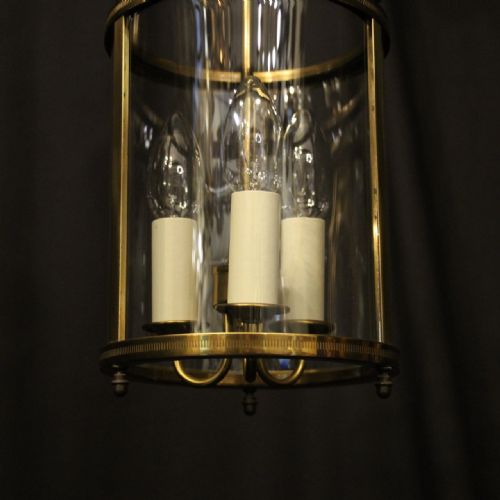 FRENCH GILDED TRIPLE LIGHT CONVEX HALL LANTERN - ADDITIONAL PHOTO 2