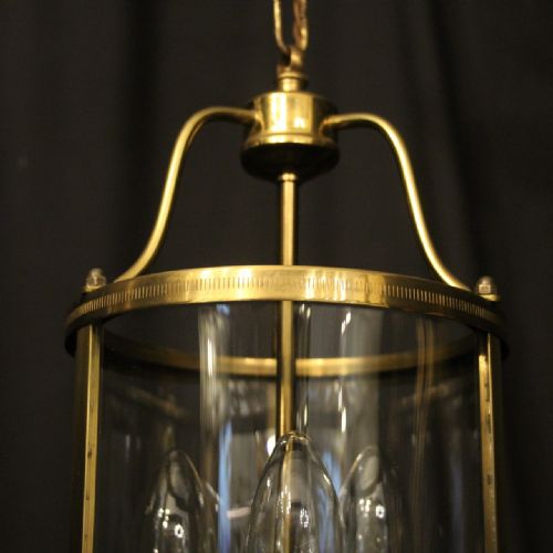 FRENCH GILDED TRIPLE LIGHT CONVEX HALL LANTERN - ADDITIONAL PHOTO 3