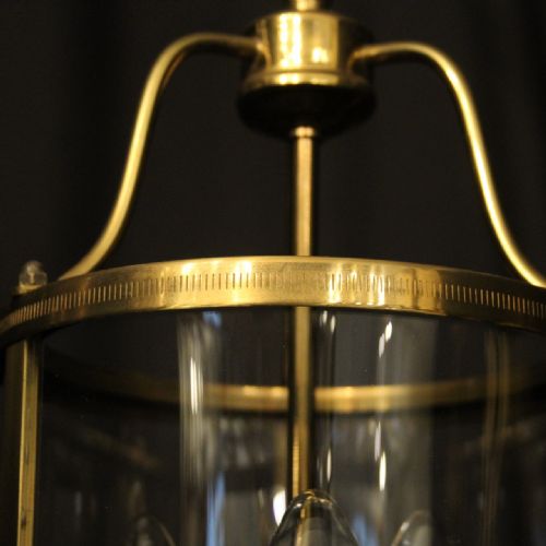 FRENCH GILDED TRIPLE LIGHT CONVEX HALL LANTERN - ADDITIONAL PHOTO 4