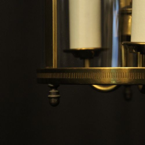 FRENCH GILDED TRIPLE LIGHT CONVEX HALL LANTERN - ADDITIONAL PHOTO 5