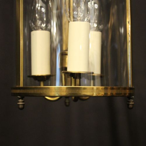 FRENCH GILDED TRIPLE LIGHT CONVEX HALL LANTERN - ADDITIONAL PHOTO 6