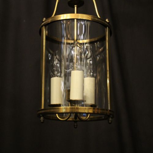 FRENCH GILDED TRIPLE LIGHT CONVEX HALL LANTERN - ADDITIONAL PHOTO 7