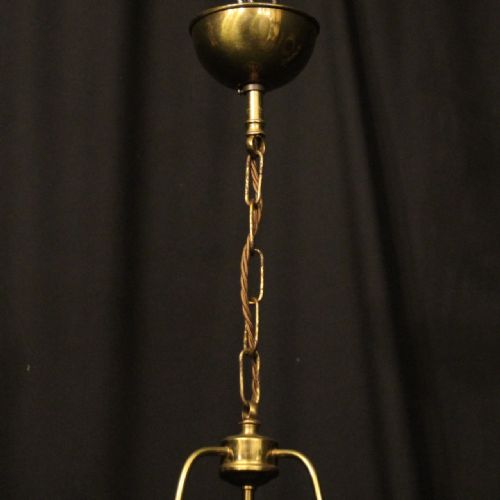 FRENCH GILDED TRIPLE LIGHT CONVEX HALL LANTERN - ADDITIONAL PHOTO 9