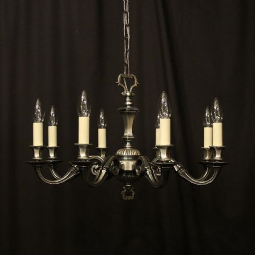 french silver plated 8 light chandelier - CATEGORY: ANTIQUE LIGHTING - DATED 1930