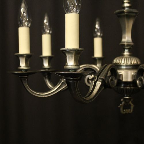 FRENCH SILVER PLATED 8 LIGHT CHANDELIER - ADDITIONAL PHOTO 1