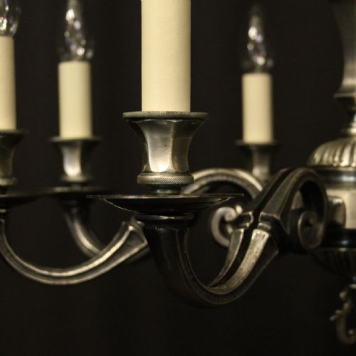 FRENCH SILVER PLATED 8 LIGHT CHANDELIER - ADDITIONAL PHOTO 2