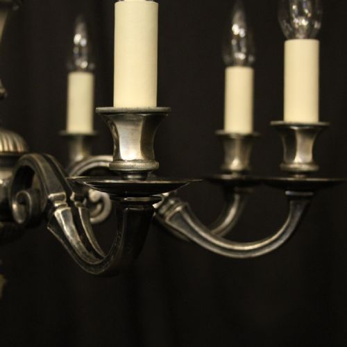 FRENCH SILVER PLATED 8 LIGHT CHANDELIER - ADDITIONAL PHOTO 3