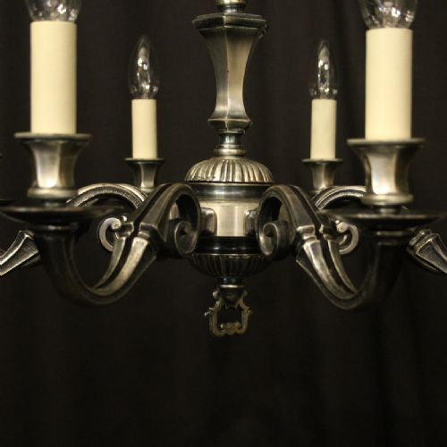 FRENCH SILVER PLATED 8 LIGHT CHANDELIER - ADDITIONAL PHOTO 4