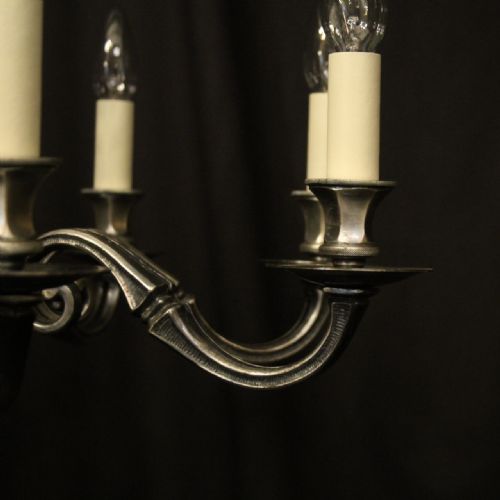 FRENCH SILVER PLATED 8 LIGHT CHANDELIER - ADDITIONAL PHOTO 5